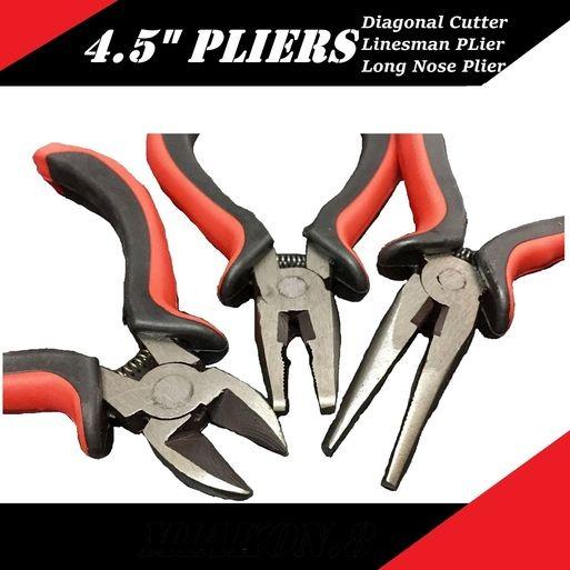 Combination Or Long Nose Pliers With Spring Loaded Handles Mini Side Cutters 
