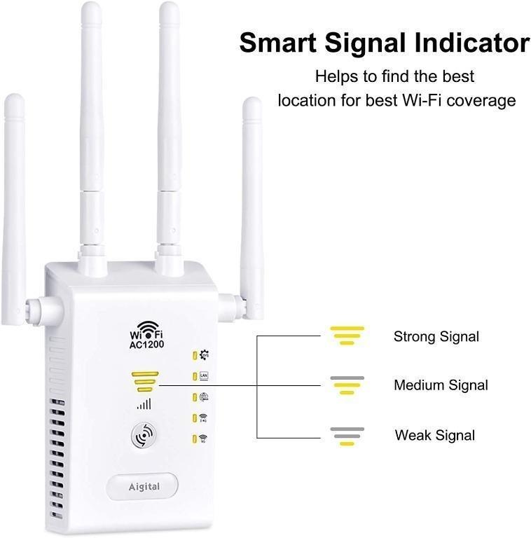 Aigital WiFi Booster 1200Mbps WiFi Blast Long Range Extender Ultra ...