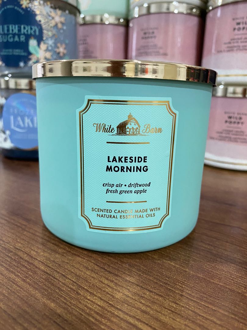 BBW 3 wick Candle Lakeside Morning, Furniture & Home Living, Home Decor