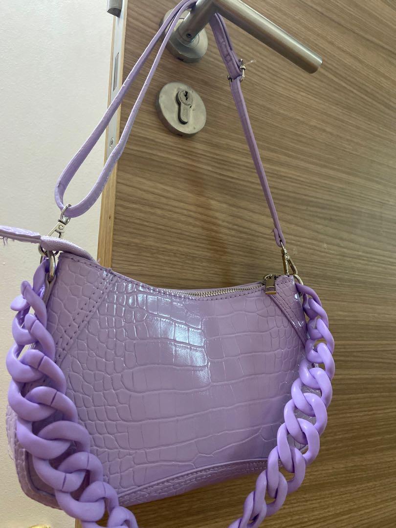 bershka purple baguette w chain