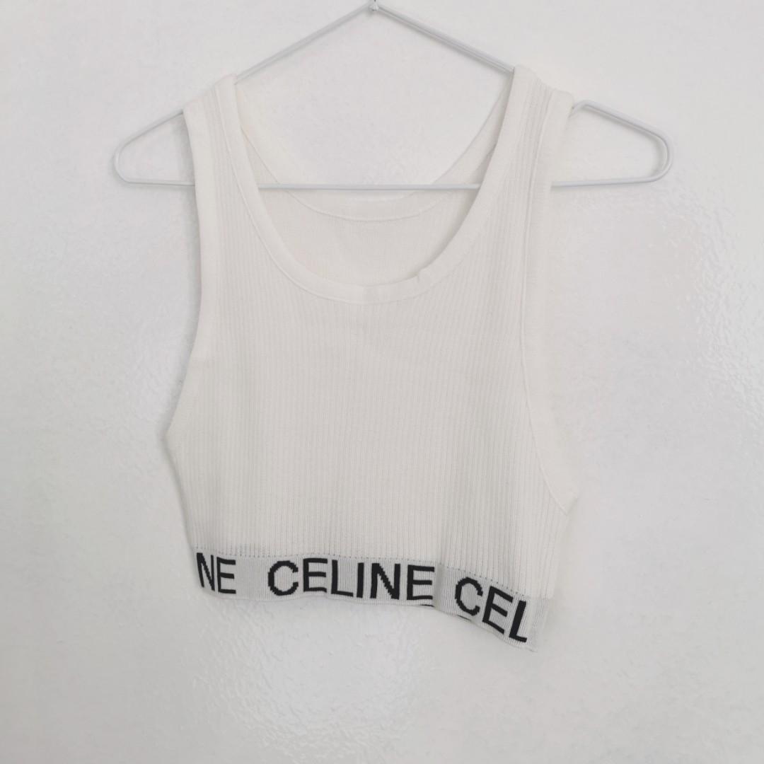 BlackPink Lisa Style Celine Wordings Sleeveless Knit Crop Top