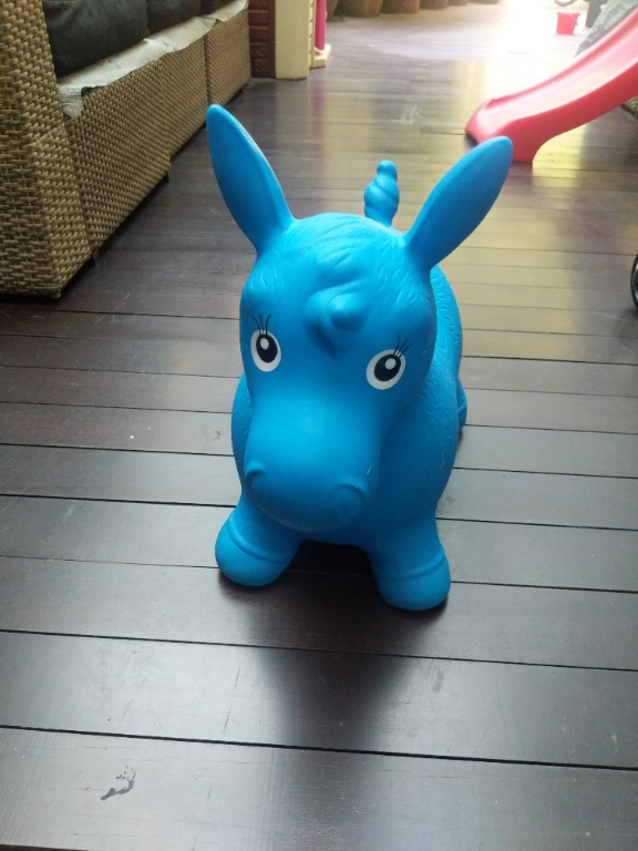 Blue Rubber Bouncy Bouncing Horse Baby Bouncer Riding Large