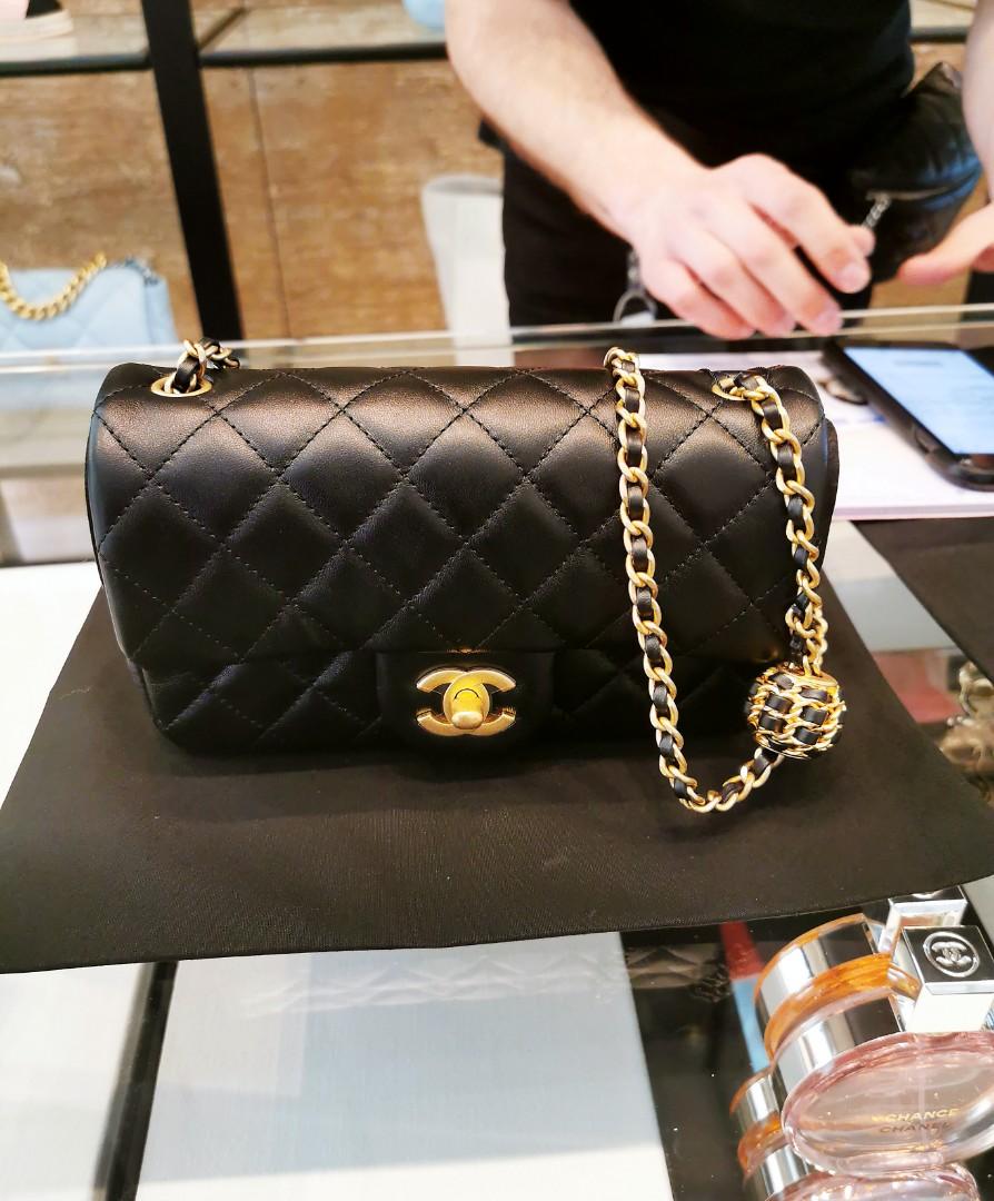 Chanel Black Quilted Lambskin Leather Pearl Crush Rectangular Mini Flap Bag   Yoogis Closet
