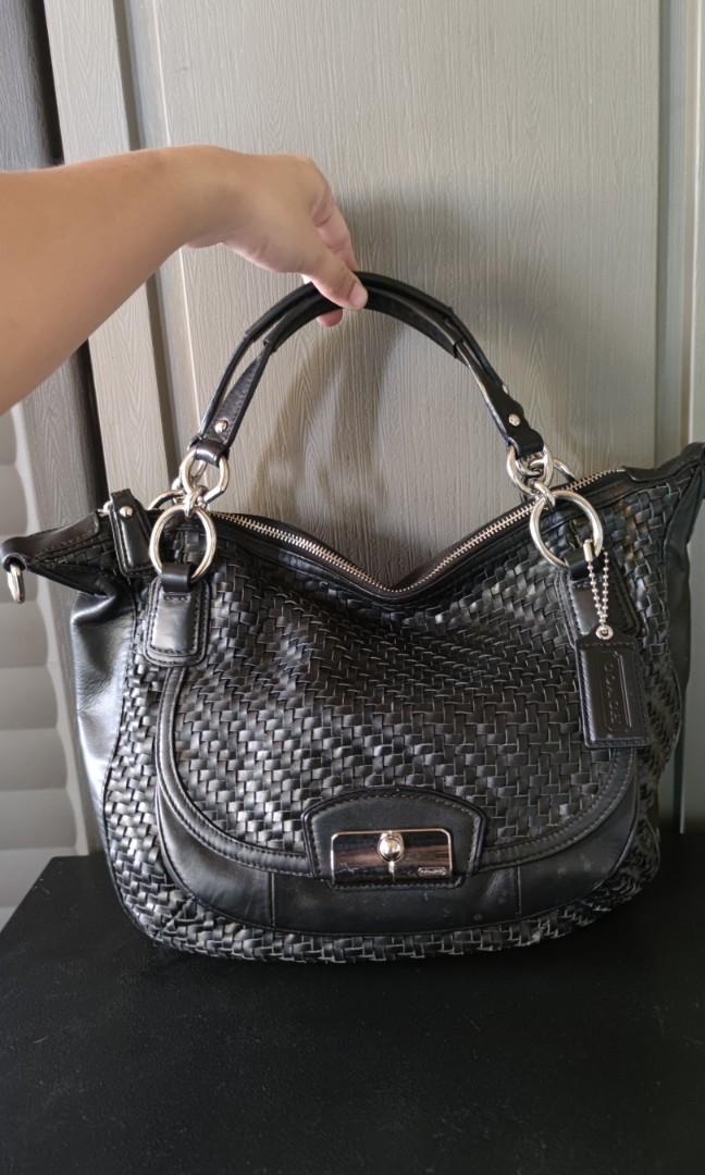 Coach kristin woven shop leather round satchel