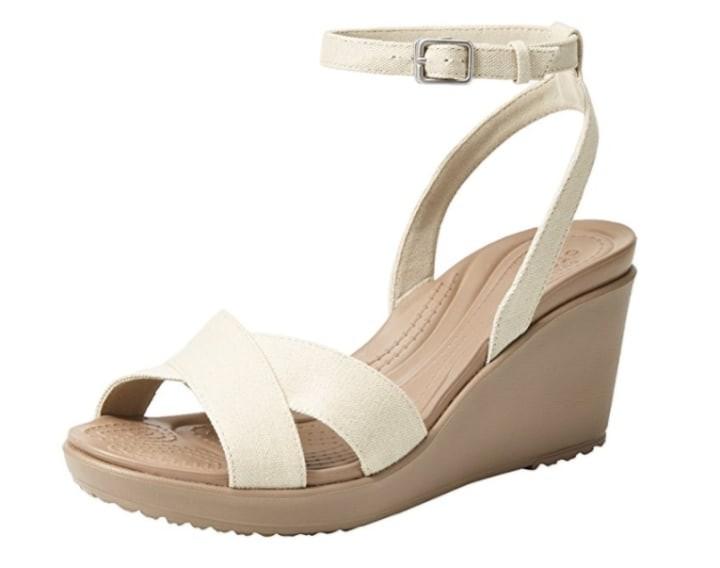 Crocs Women s Leigh II Adjustable Ankle Strap Wedge Comfort Sandal Women s Fashion Footwear Wedges on Carousell