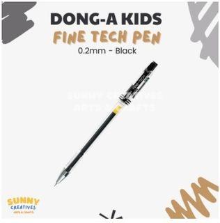 DONG-A Fine-Tech Pen | Gel Ink Pen Excellent Writing, 0.2 mm - Black