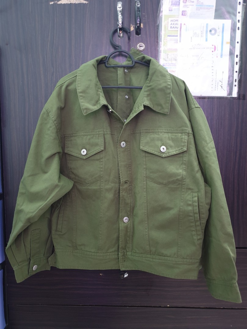 Green Army Jeans Jacket, Women's Fashion, Coats, Jackets and Outerwear
