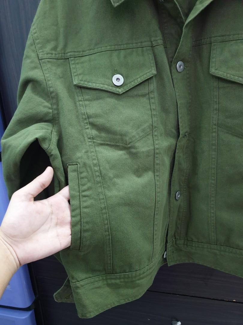 Green Army Jeans Jacket, Women's Fashion, Coats, Jackets and Outerwear