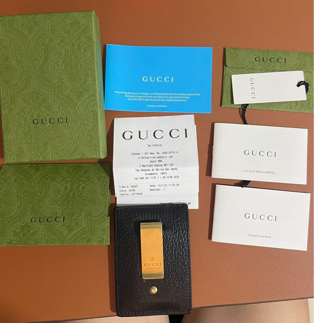 SOLD*NIB Gucci Money Clip Card Case Green Leather