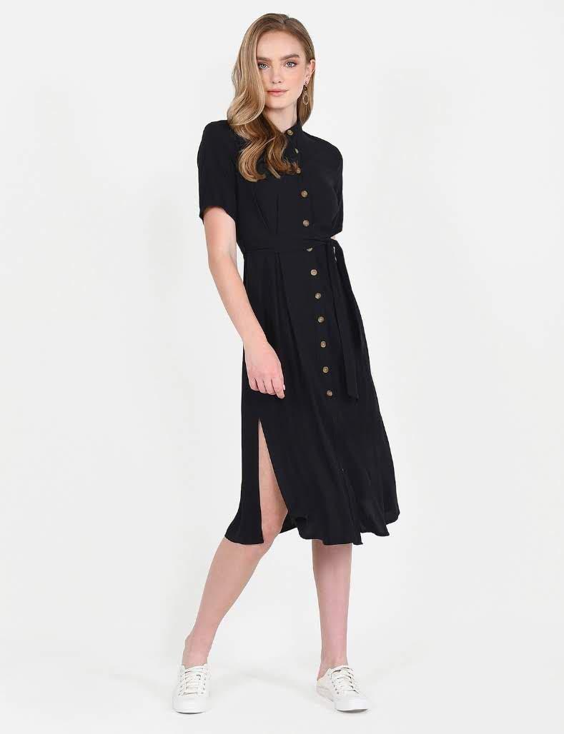 Black button down cheap dress with sleeves