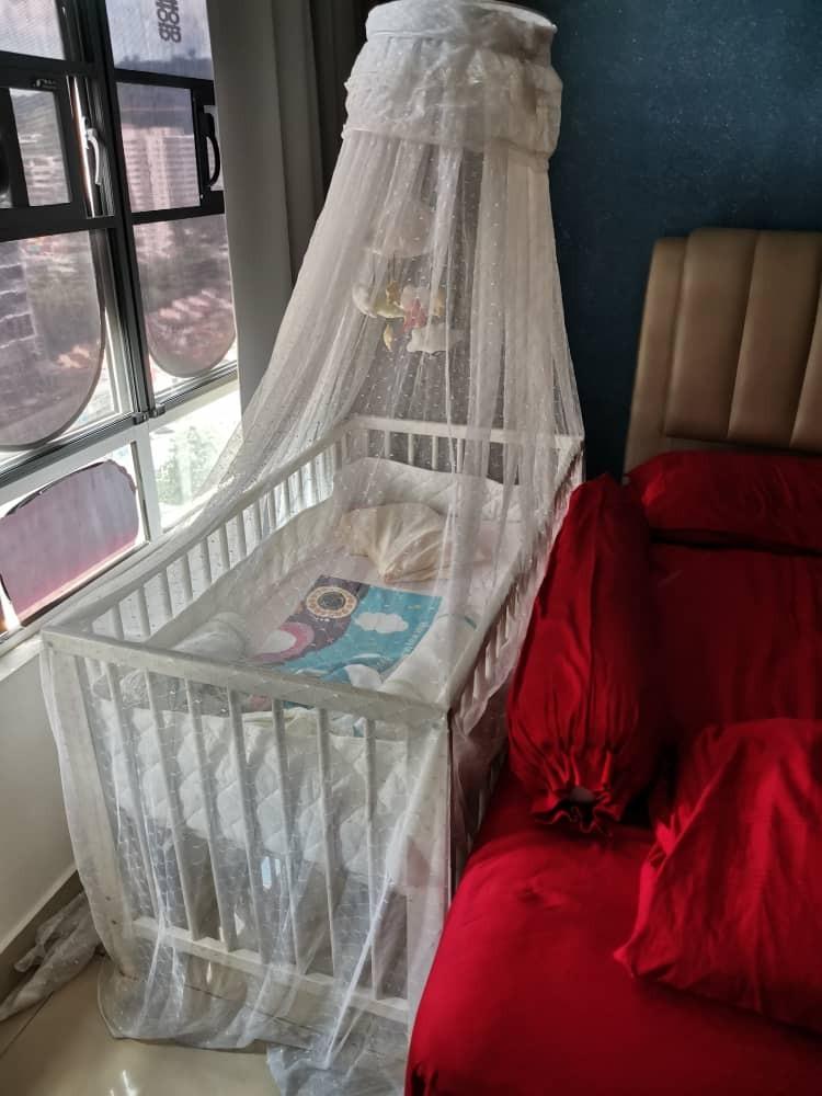 Ikea Baby Cot set & Mosquito net, Babies & Kids, Baby Nursery & Kids