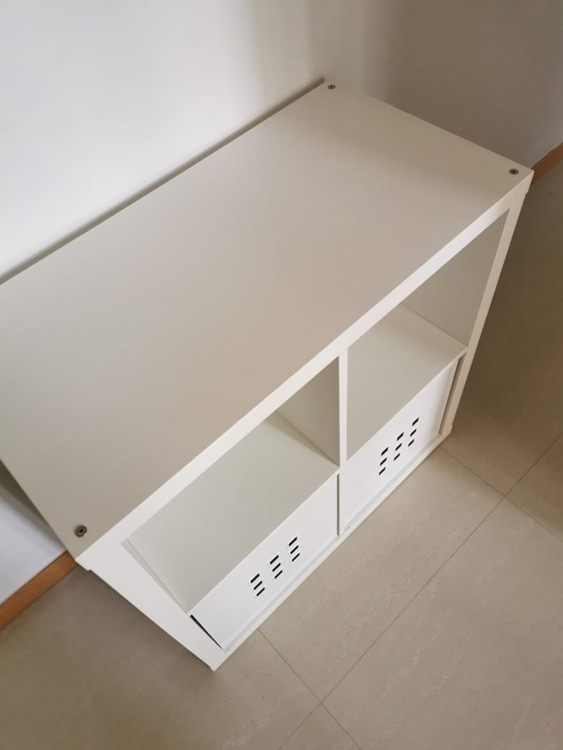 Ikea Kallax shelving unit with storage boxes, lamp, 3 Tier bathroom