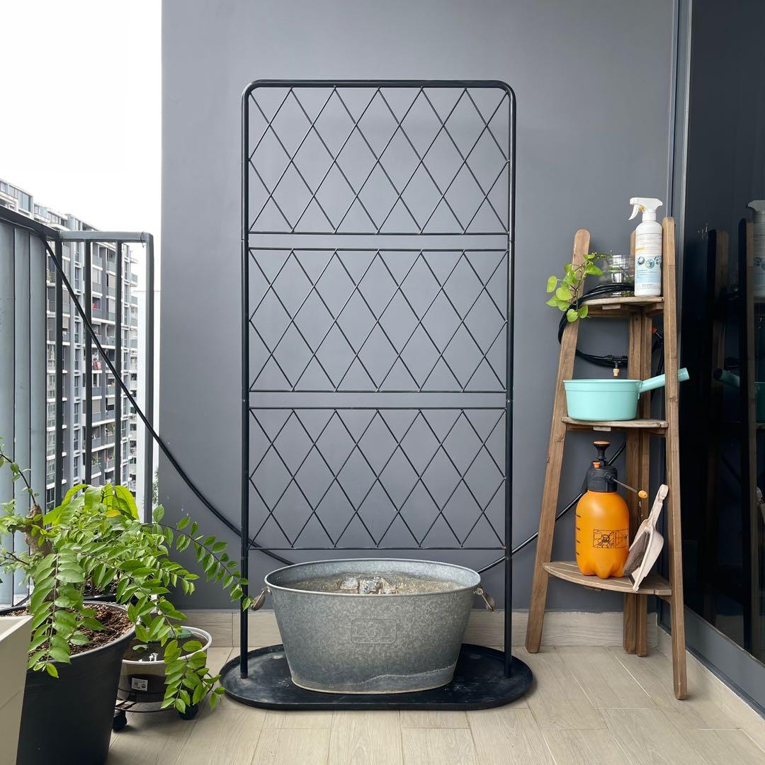 IKEA metal trellis with planter, Furniture & Home Living, Gardening