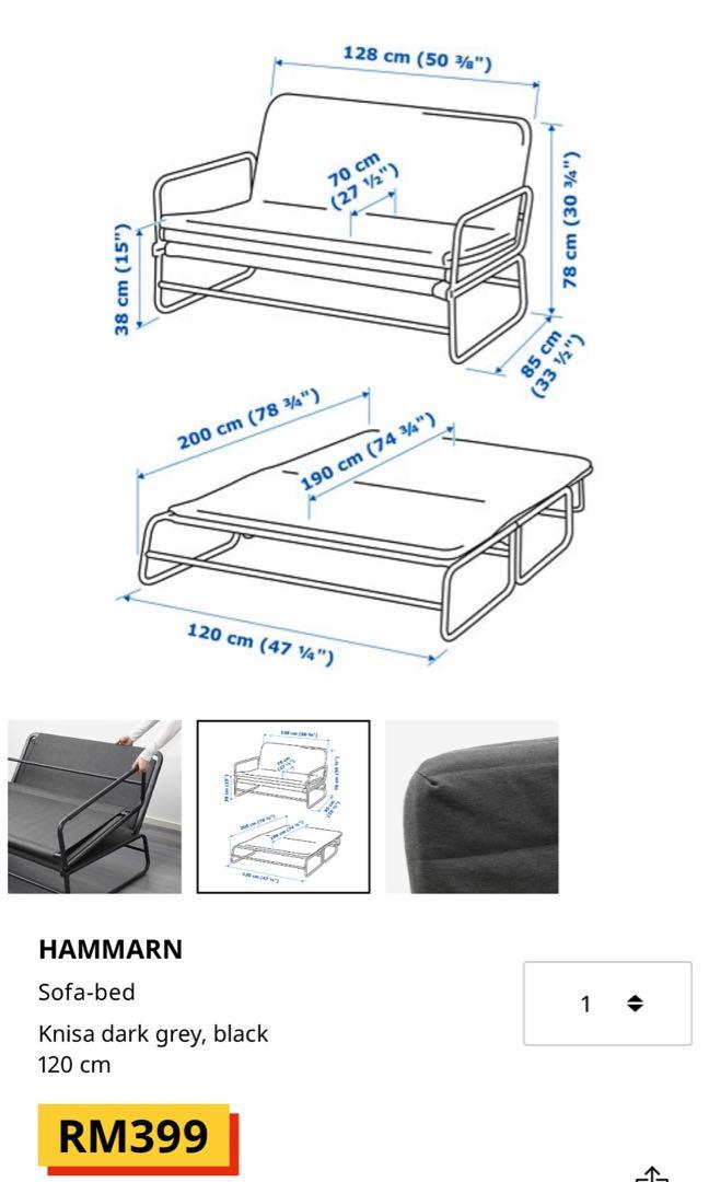 IKEA Sofa Bed Hammarn, Furniture & Home Living, Furniture, Sofas on