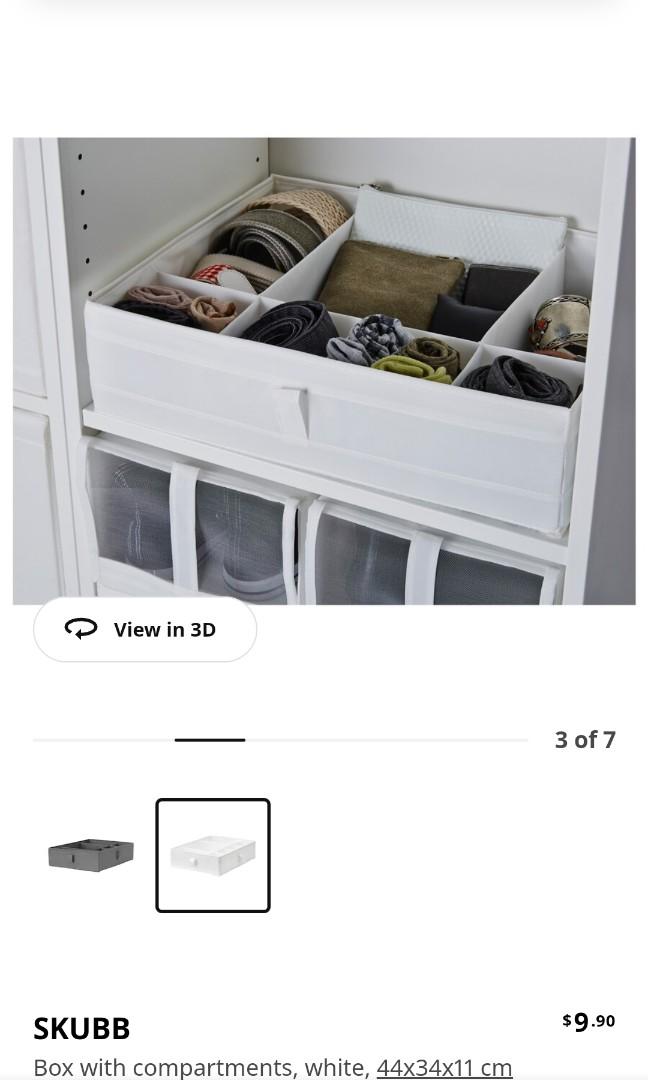 SKUBB box with compartments white 44x34x11 cm