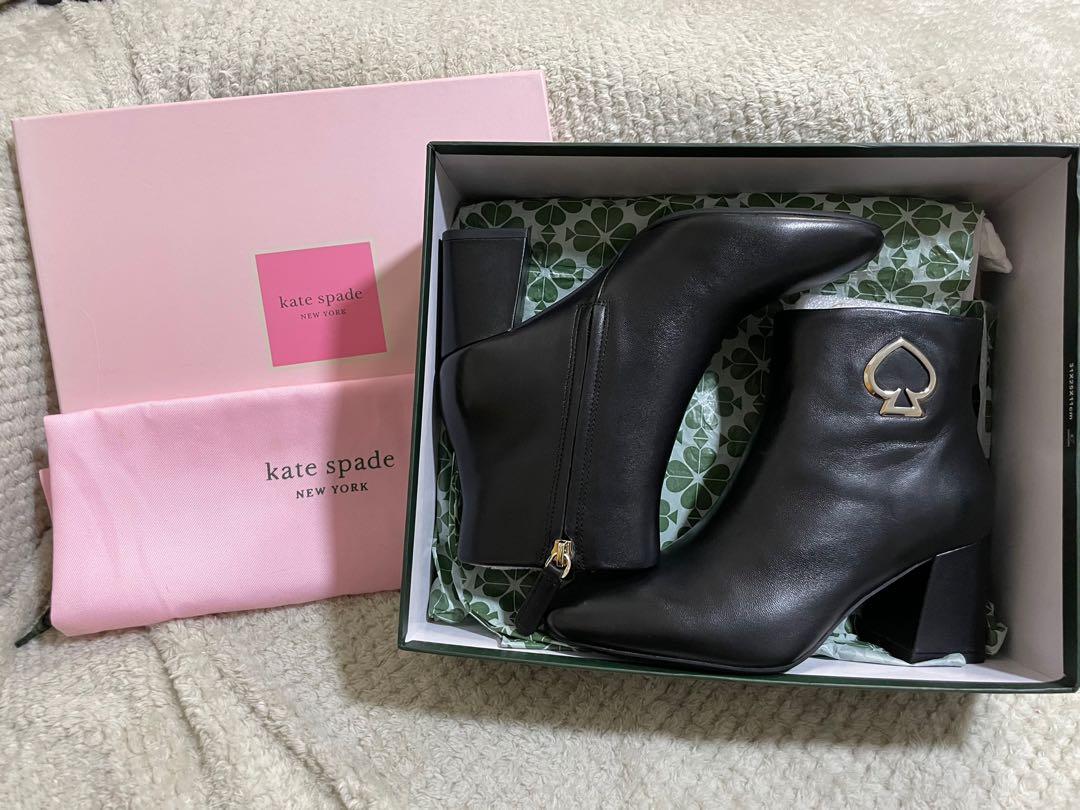 Kate Spade Alihandra Black Leather Side Zip Ankle Boots, Women's Fashion,  Footwear, Boots on Carousell