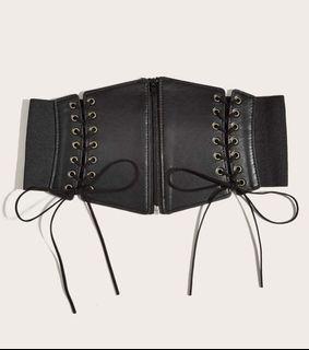 Lace up front corset belt