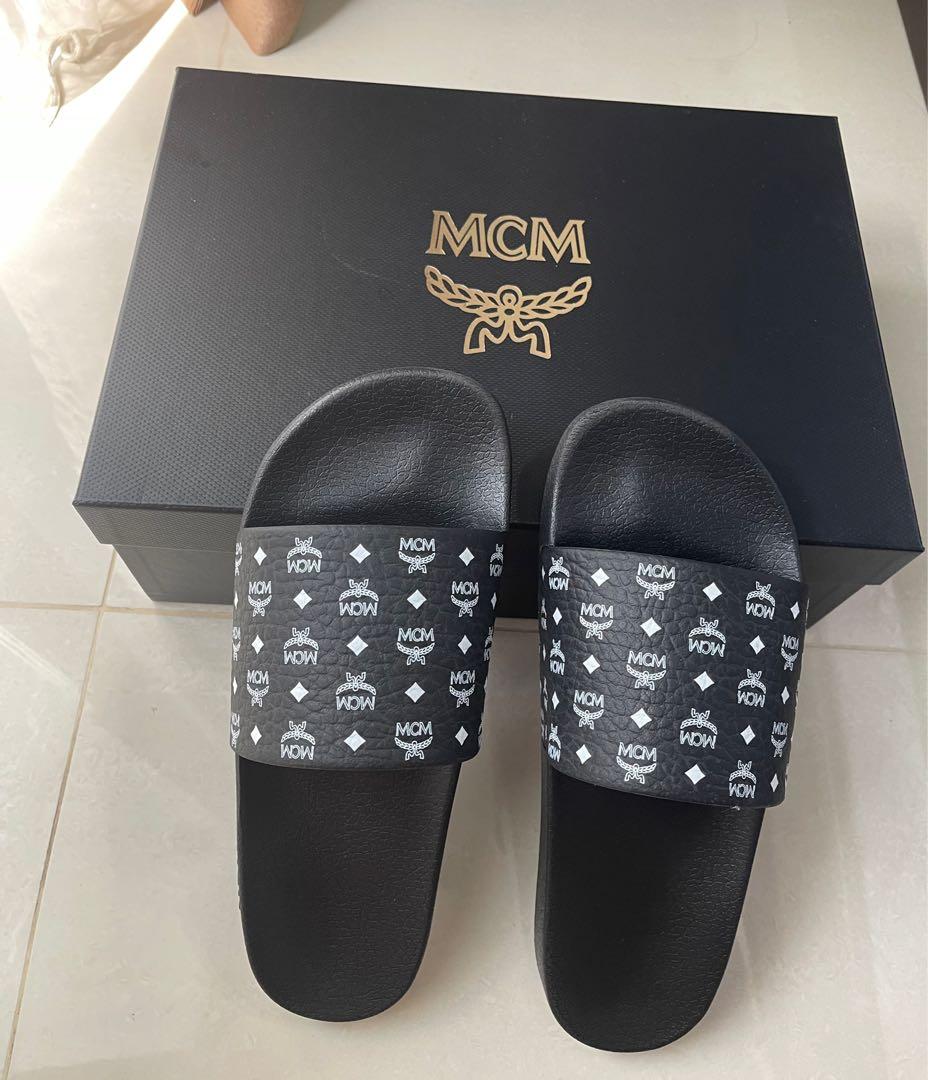 MCM Monogram Print Rubber Slides Luxury Sneakers Footwear on