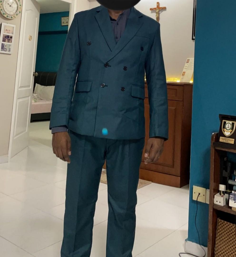 Mens green double breasted suit hot sale