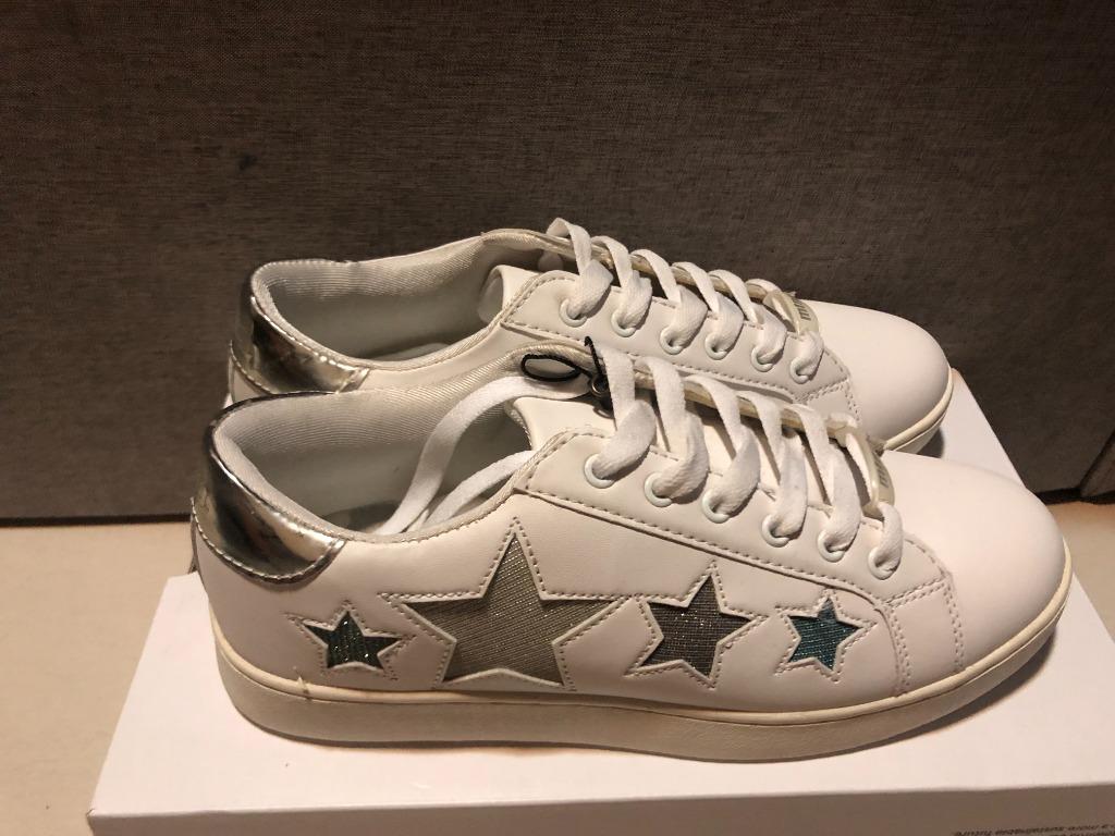 MTNG White Shoes w Stars Women s Fashion Footwear Sneakers on