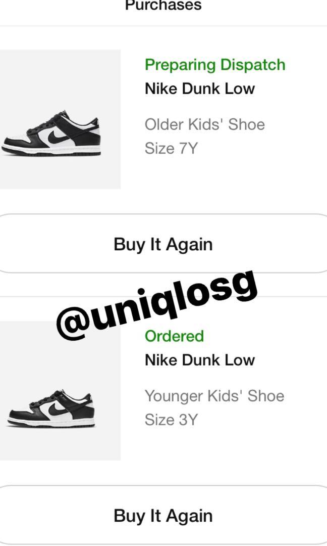 7Y 3Y Nike Dunk Low Black White GS PS