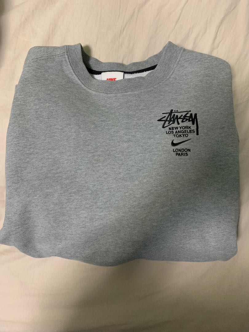 Nike x Stussy International Crewneck Sweatshirt (Grey), Men's Fashion ...