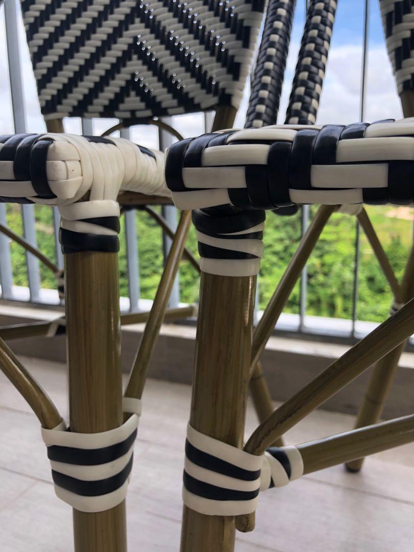 Outdoor ratten Frenchstyle black white chairs, Furniture & Home Living