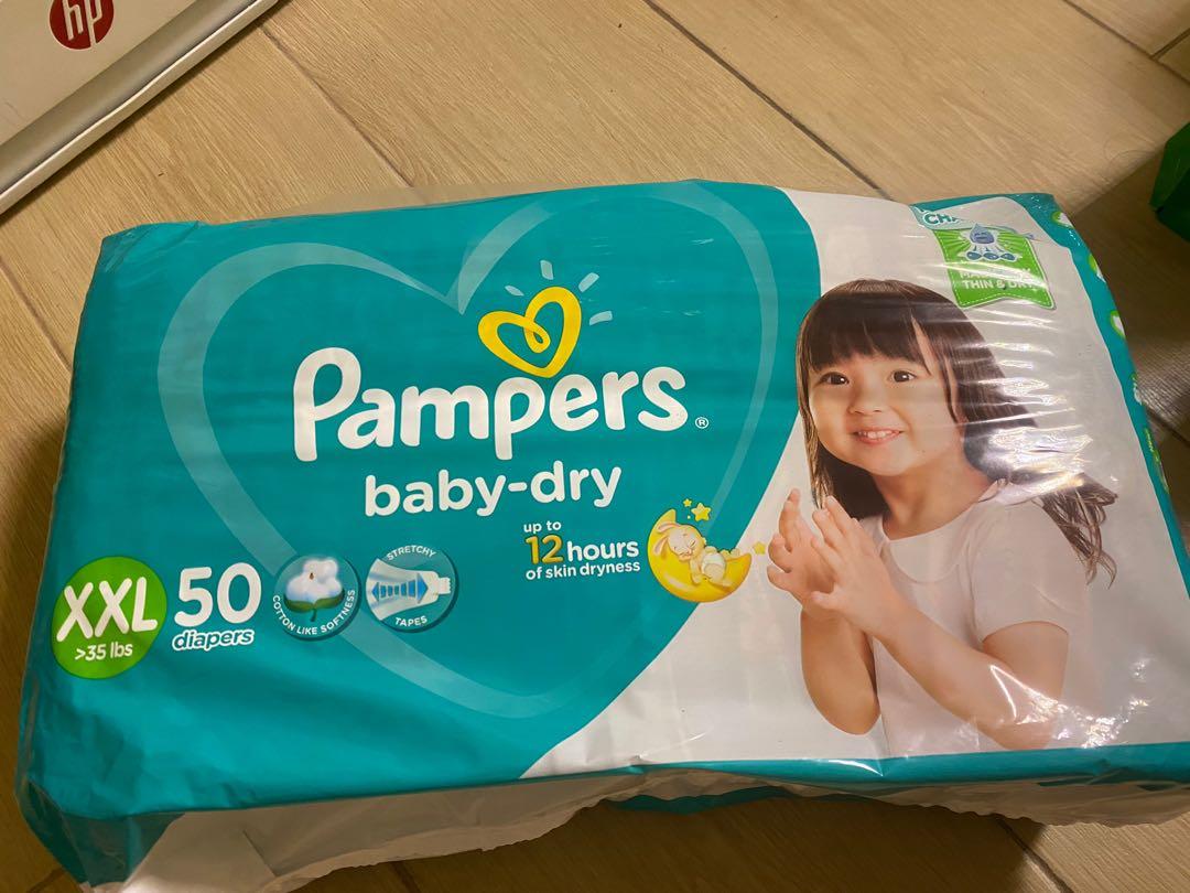 Pampers 50pcs (Category: Diapers & Baby Wipes) located in Marikina City. Submitted by ashley_closet (Listing ID 1145247835, Image 3). Description: Pampers Baby Dry Taped XXL50x1 - 50pcs - XXL Baby Diaper (15kg) Weight Capacity: 15+kg or 35+ lbs (XXL) Our Thinner & Faster Absorbing Diapers (vs. Pampers previous products) Help Prevent Sag! Breathable to Let Hot Air Out - Made with light & breathable materials to let air flow through and keep your b