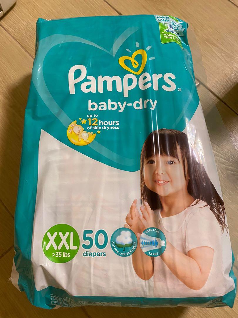Pampers 50pcs (Category: Diapers & Baby Wipes) located in Marikina City. Submitted by ashley_closet (Listing ID 1145247835, Image 2). Description: Pampers Baby Dry Taped XXL50x1 - 50pcs - XXL Baby Diaper (15kg) Weight Capacity: 15+kg or 35+ lbs (XXL) Our Thinner & Faster Absorbing Diapers (vs. Pampers previous products) Help Prevent Sag! Breathable to Let Hot Air Out - Made with light & breathable materials to let air flow through and keep your b