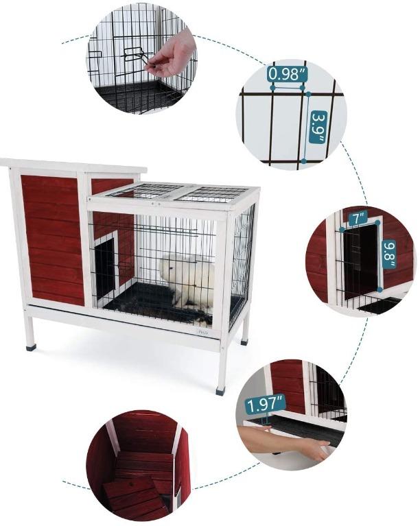 Petsfit Rabbit Hutch Indoor Bunny Cage with Pull Out Tray, Guinea Pig