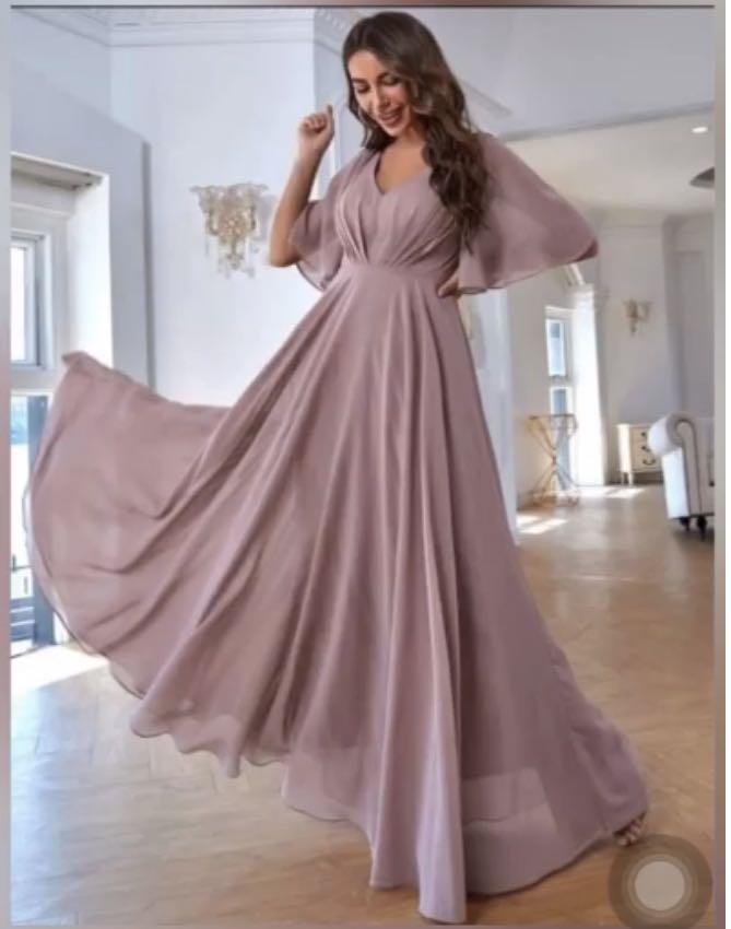Mauve gowns shop with sleeves