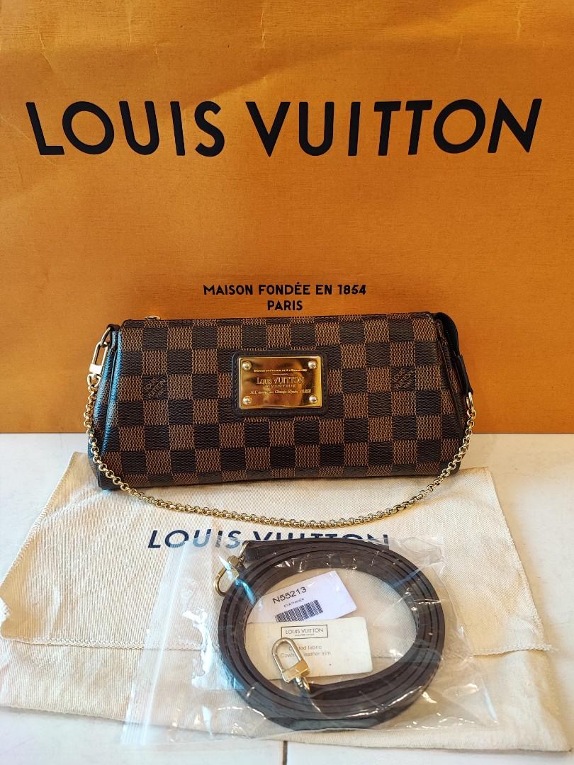 Preloved authentic Louis Vuitton LV damier ebene Eva clutch pochette,  Luxury, Bags & Wallets on Carousell