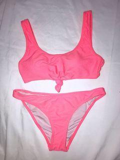 (PRELOVED) Cotton On Body Pink Ribbed Bikini Set