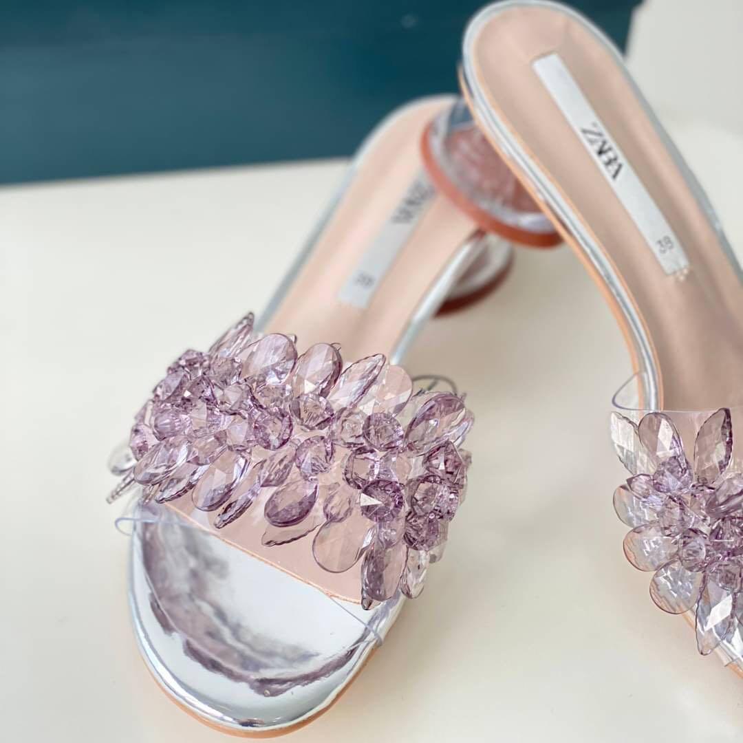 Sandal zara lilac transparan flat 