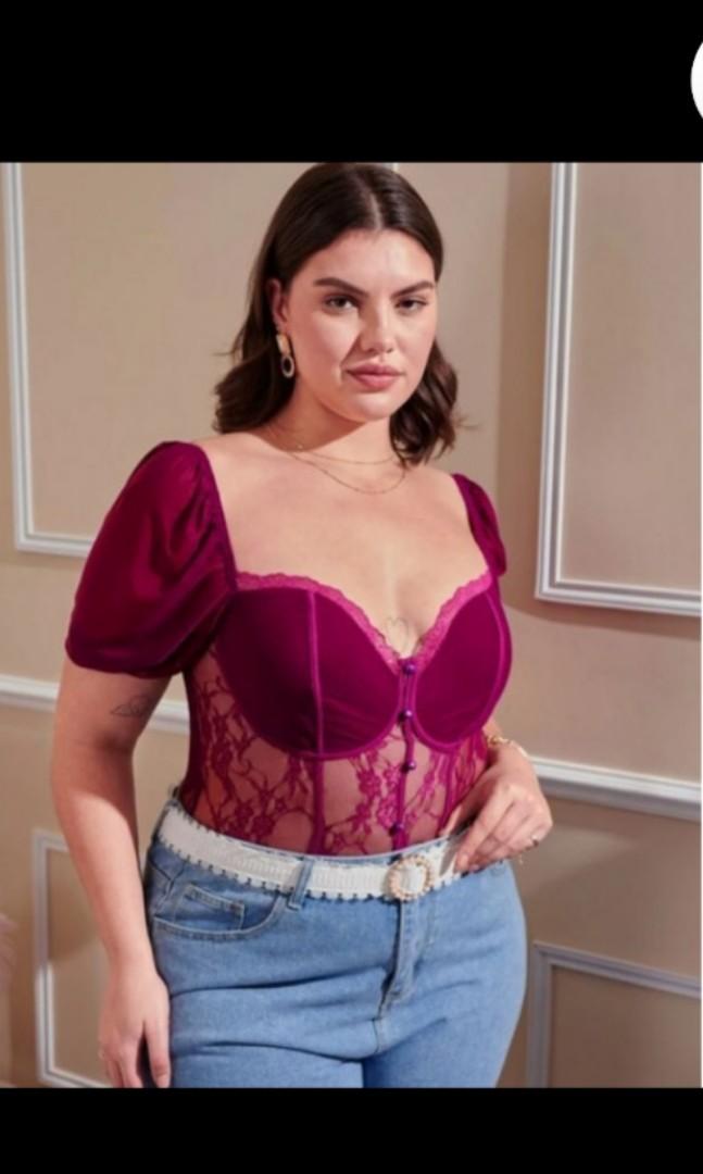 Plus Size Lace Bustier Top