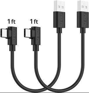 Usb C Charging Cable Tecmad Usb Type C 3 0 Sync Data 90 Degree Plug Nylon Braided Cable For Samsung Tab S6 Lite Redmi Mate 10 9 Pro Galaxy S21 S Ultra Plus And More Devices 0 25m Grey Computers