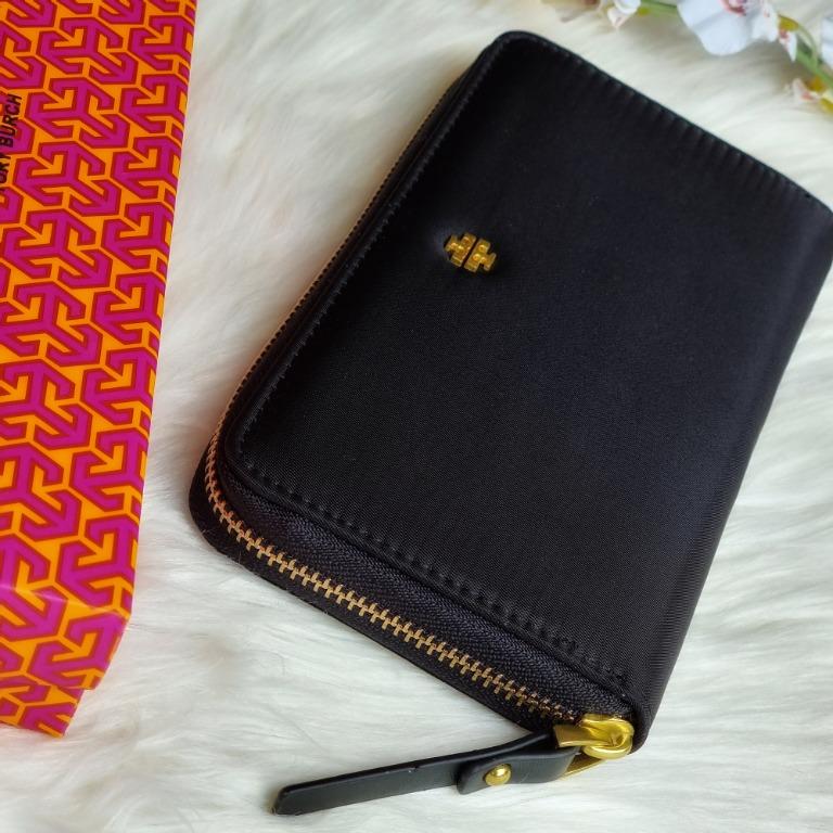 Tory Burch Black Robinson Zip Continental Long Nylon Wallet