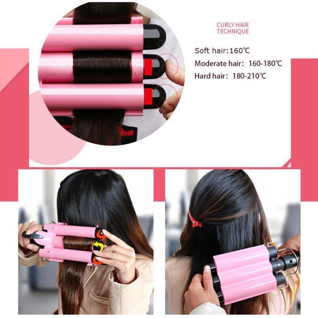 Triple Barrel Hair Curler Hair Curling Iron Ceramic Hair Waver Styling Tools  Deep Waves High Quality Professional Safety, Beauty & Personal Care, Hair  on Carousell