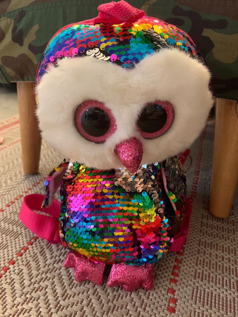 TY Owl Sequin Plush Backpack Babies Kids Babies Kids Fashion