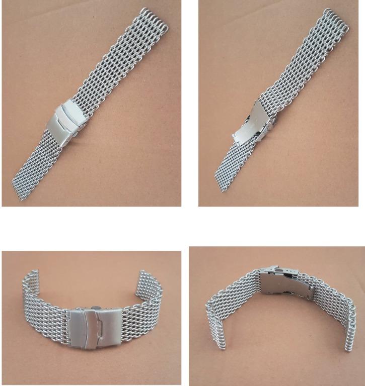 Versatile Diver Watch bracelet thick Mesh Design Vintage Watch Band with Deployment Buckle 20mm 22mm Stainless Steel Submariner Scuba Shark
