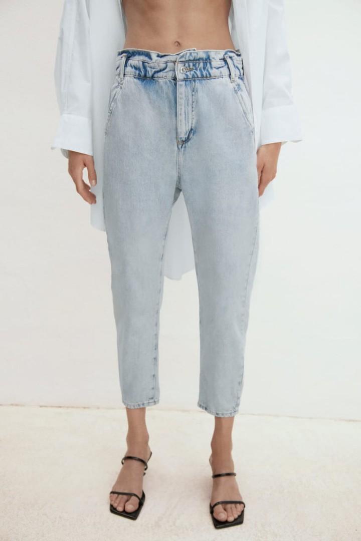 Zara baggy paperbag jeans - acid wash 