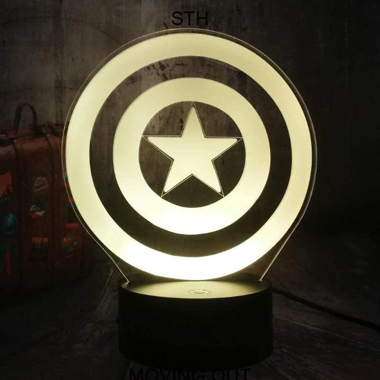 Captain America Shield 3D LED Lamp Night light RGB Colors Change Touch Mood Lamp 
