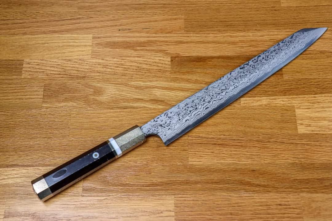 大阪銀華刃物】越前弥氏良寬墨流し青二鋼正夫柳刃
