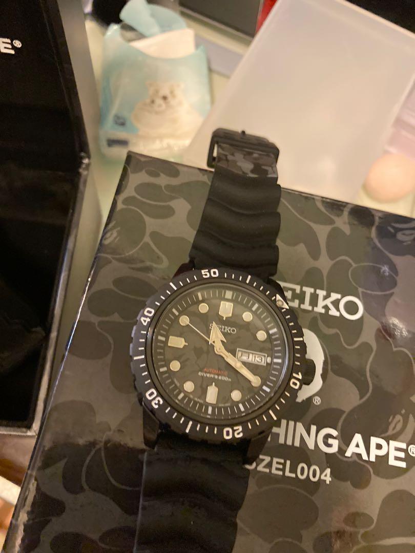 全新BAPE X SEIKO ABC CAMO MECHANICAL DIVERS WATCH 聯名潛水錶, 名牌