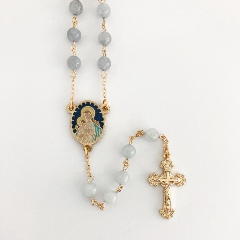 Gold catholic rosary necklace sale