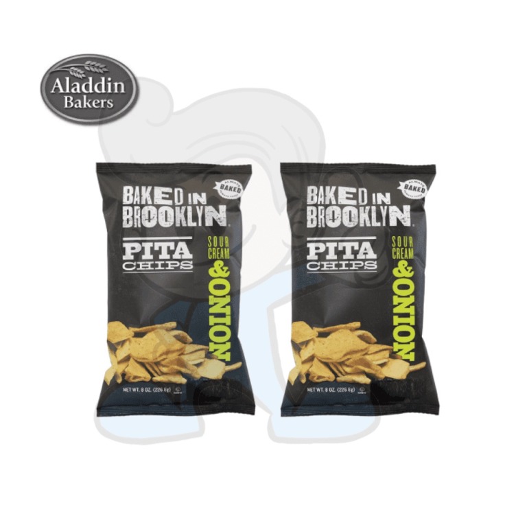 Baked In Brooklyn Pita Chips Sour Cream & Onion (2 x 8oz), Food
