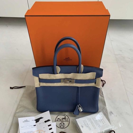 Hermes Blue Brighton PHW Crocodile Porosus Birkin 30cm 2007