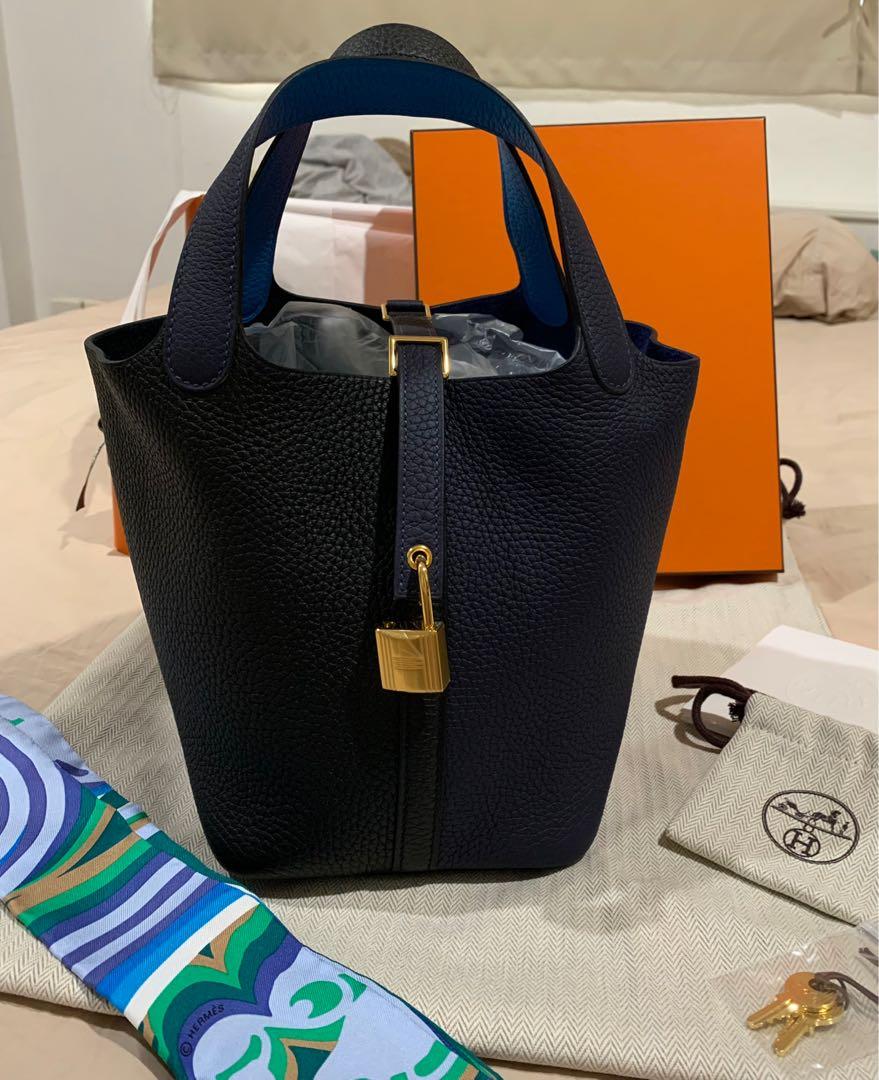 Hermes picotin 18 PHW(bleu nuit/blue france), Luxury, Bags & Wallets on  Carousell