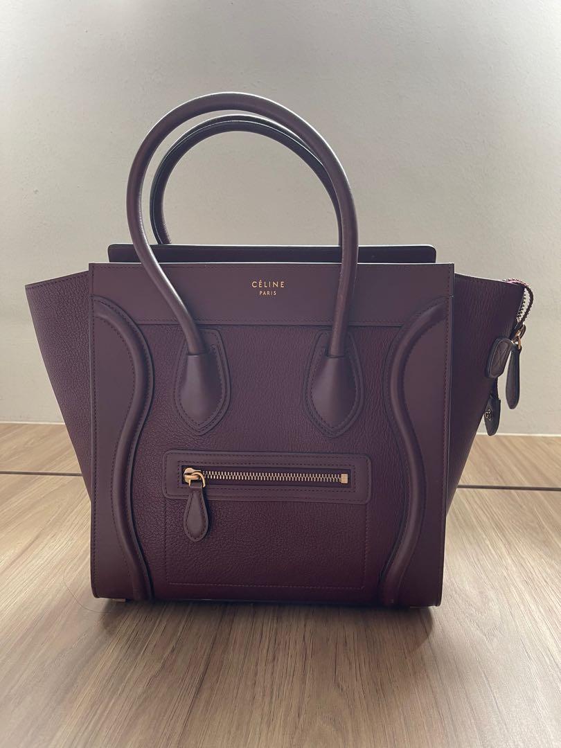 Celine Micro Luggage in Burgundy