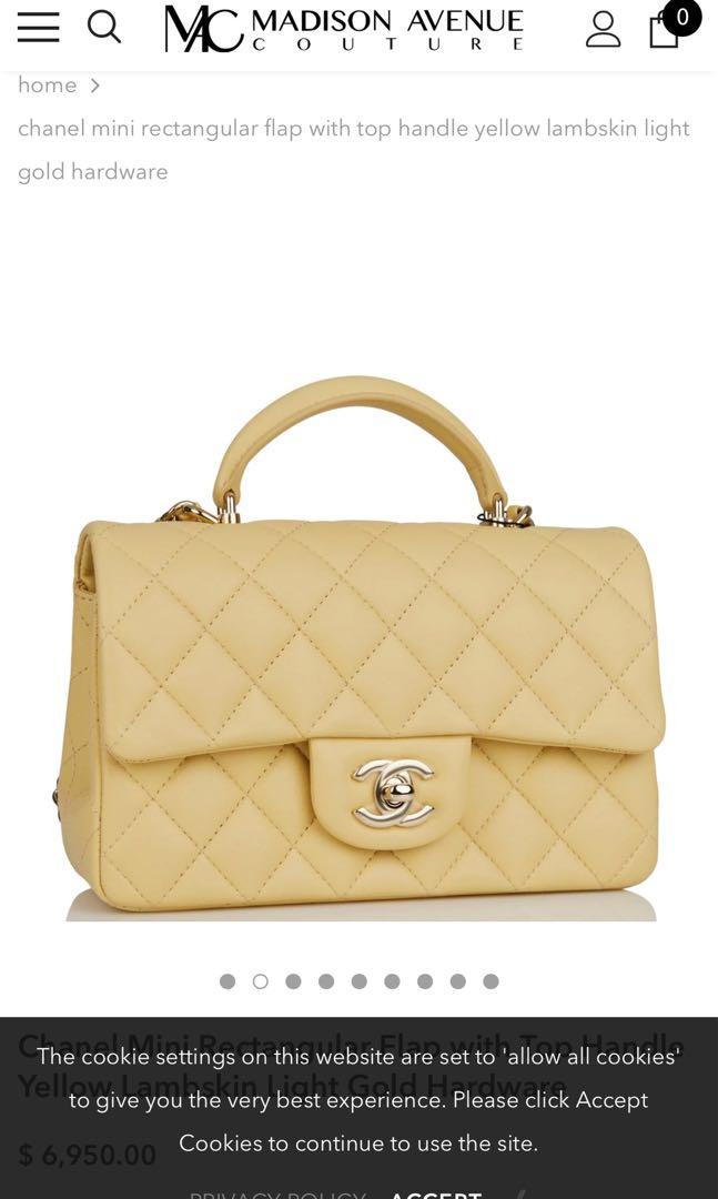 Chanel Mini Flap Bag with Top Handle (In light yellow), Women's